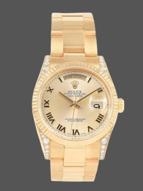 Rolex Day-Date 118338 Yellow gold Champagne Dial Roman Numerals 36mm Unisex Replica Watch - Image 1
