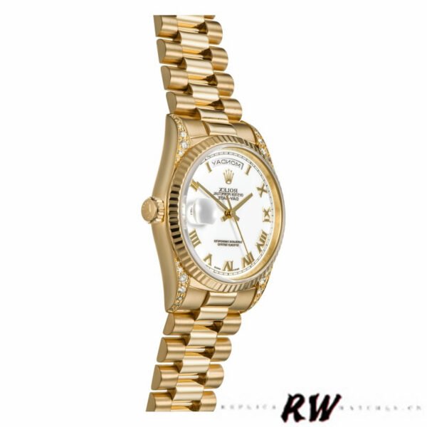 Rolex Day-Date 118338 Yellow gold White Roman Dial 36mm Unisex Replica Watch - Image 3