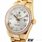 Rolex Day-Date 118348 Silver Diamond Dial 36mm Unisex Replica Watch - Image 2