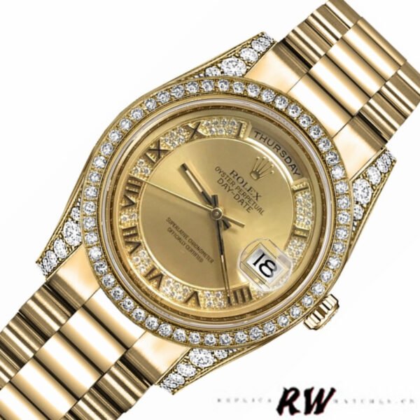 Rolex Day-Date 118388 Champagne Diamond Dial Yellow Gold 36MM Unisex Replica Watch - Image 4