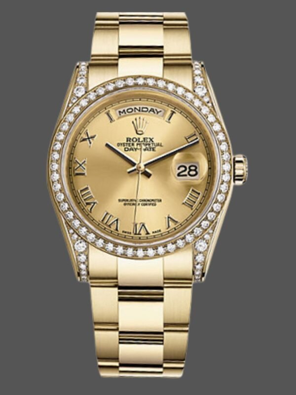 Rolex Day-Date 118388 Champagne Roman Numeral Dial 36MM Unisex Replica Watch - Image 1