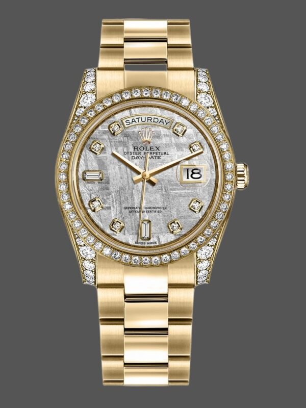 Rolex Day-Date 118388 Diamond Bezel Meteorite Dial 36MM Unisex Replica Watch - Image 1