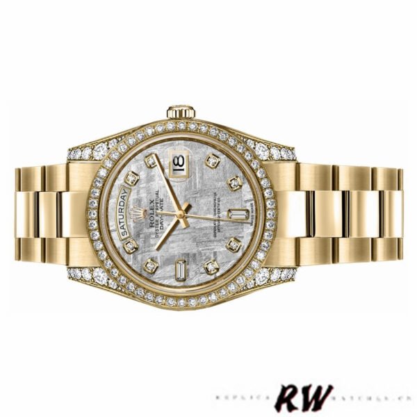 Rolex Day-Date 118388 Diamond Bezel Meteorite Dial 36MM Unisex Replica Watch - Image 4