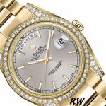 Rolex Day-Date 118388 Diamond Bezel Silver Index Dial 36MM Unisex Replica Watch - Image 3