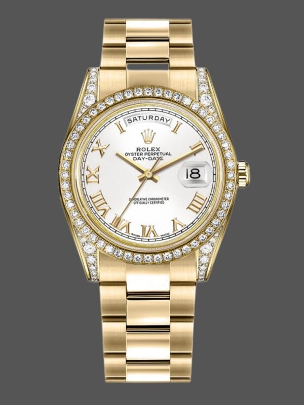 Rolex Day-Date 118388 White Roman Numeral Dial 36MM Unisex Replica Watch - Image 1