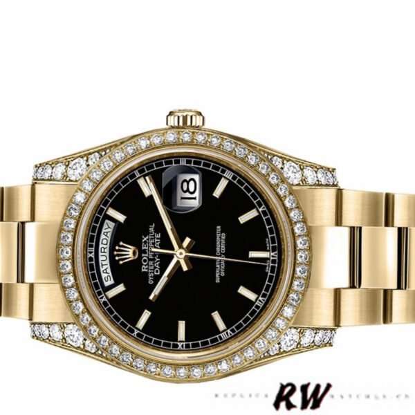 Rolex Day-Date 118388 Yellow Gold Black Index Dial 36mm Unisex Replica Watch - Image 4