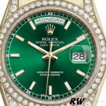 Rolex Day-Date 118388 Yellow Gold Green Index Dial 36MM Unisex Replica Watch - Image 2
