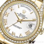 Rolex Day-Date 118388 Yellow Gold White Roman Numeral Dial 36MM Unisex Replica Watch - Image 2