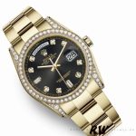 Rolex Day-Date 118388 yellow gold Black Diamond Dial 36mm Unisex Replica Watch - Image 3