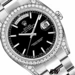Rolex Day-Date 118389 Diamond Bezel Black Index Dial 36MM Unisex Replica Watch - Image 3
