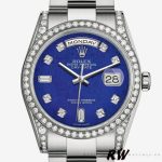 Rolex Day-Date 118389 Diamond Bezel Blue Dial 36MM Unisex Replica Watch - Image 2