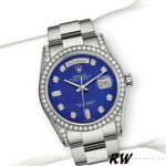 Rolex Day-Date 118389 Diamond Bezel Blue Dial 36MM Unisex Replica Watch - Image 3