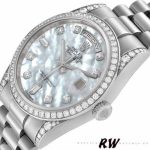 Rolex Day-Date 118389 Diamond Bezel MOP White Dial 36MM Unisex Replica Watch - Image 4