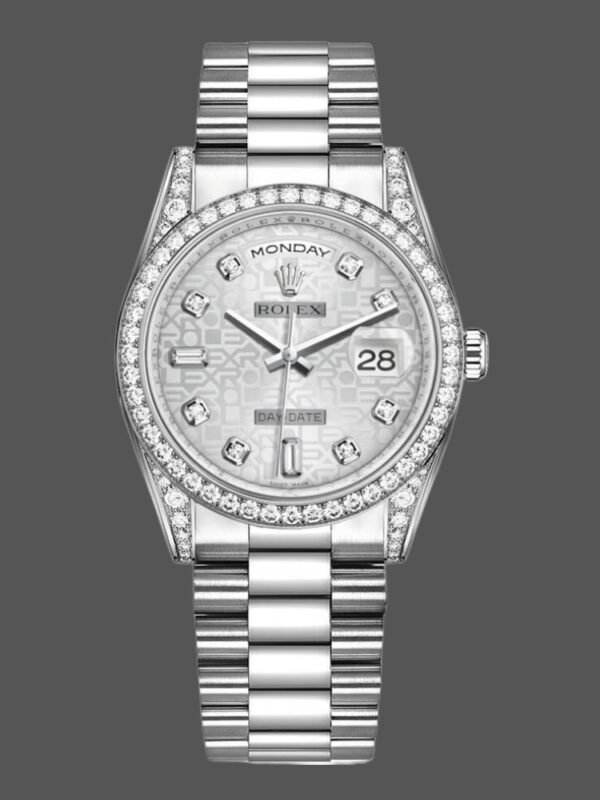 Rolex Day-Date 118389 Silver Jubilee Diamond Dial 36MM Unisex Replica Watch - Image 1