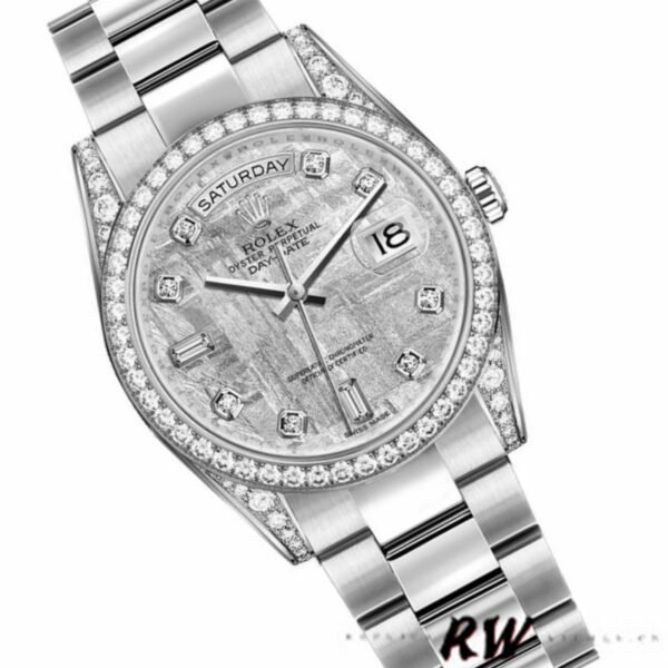 Rolex Day-Date 118389 White Gold Meteorite Grey Dial 36MM Unisex Replica Watch - Image 2
