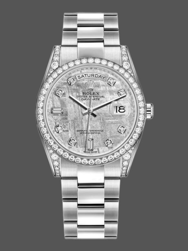Rolex Day-Date 118389 White Gold Meteorite Grey Dial 36MM Unisex Replica Watch - Image 1