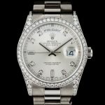 Rolex Day-Date 118389 White Gold Silver Diamond dial 36MM Unisex Replica Watch - Image 2