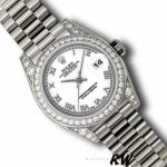 Rolex Day-Date 118389 White Gold White Roman Numeral Dial 36MM Unisex Replica Watch - Image 3