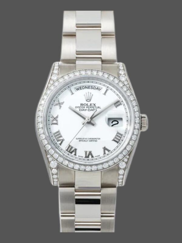 Rolex Day-Date 118389 White Roman Numeral Dial 36MM Unisex Replica Watch - Image 1