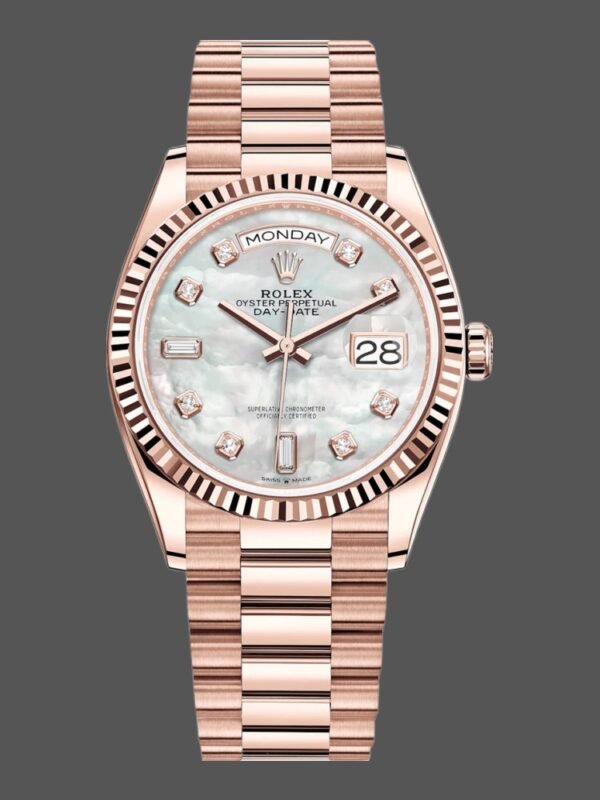 Rolex Day-Date 128235 Everose Gold MOP Dial 36MM Unisex Replica Watch - Image 1