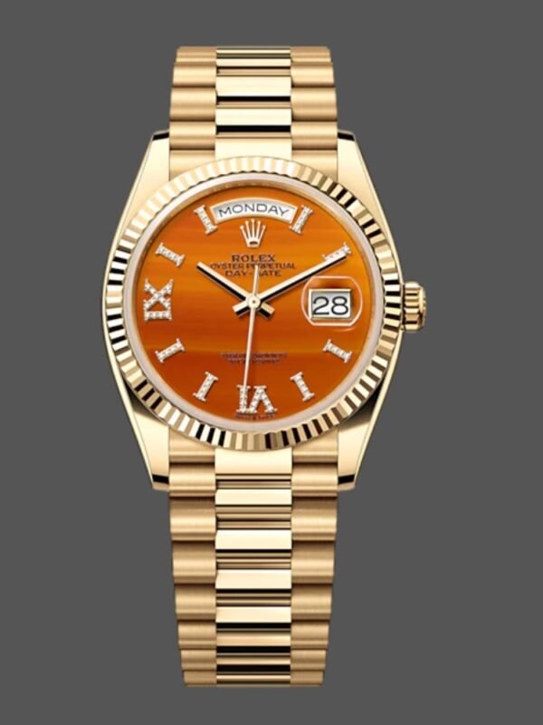 Rolex Day-Date 128238 Fluted Bezel Carnelian dial 36MM Unisex Replica Watch - Image 1