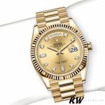 Rolex Day-Date 128238 Fluted Bezel Champagne Diamond Dial 36MM Unisex Replica Watch - Image 2