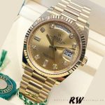 Rolex Day-Date 128238 Fluted Bezel Champagne Diamond Dial 36MM Unisex Replica Watch - Image 3