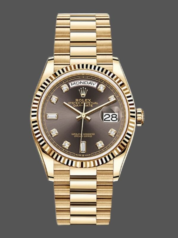 Rolex Day-Date 128238 Fluted Bezel Dark Grey Dial 36MM Unisex Replica Watch - Image 1