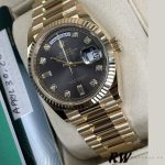 Rolex Day-Date 128238 Fluted Bezel Dark Grey Dial 36MM Unisex Replica Watch - Image 3