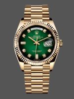 Rolex Day-Date 128238 Fluted Bezel Green Diamond Dial 36MM Unisex Replica Watch