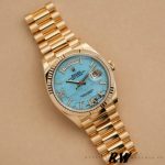 Rolex Day-Date 128238 Fluted Bezel Turquoise Diamond Dial 36MM Unisex Replica Watch - Image 3