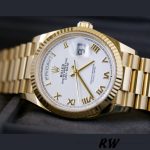 Rolex Day-Date 128238 Fluted Bezel White Roman Dial 36MM Replica Watch - Image 4