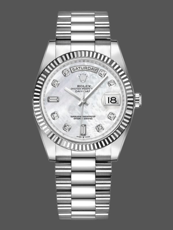 Rolex Day-Date 128239 White Gold Mother of Pearl Dial 36MM Unisex Replica Watch - Image 1