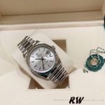 Rolex Day-Date 128239 White Gold Silver Index Dial 36MM Unisex Replica Watch - Image 3