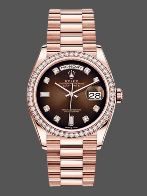 Rolex Day-Date 128345RBR Brown Ombre Dial Everose Gold 36MM Unisex Replica Watch - Image 1