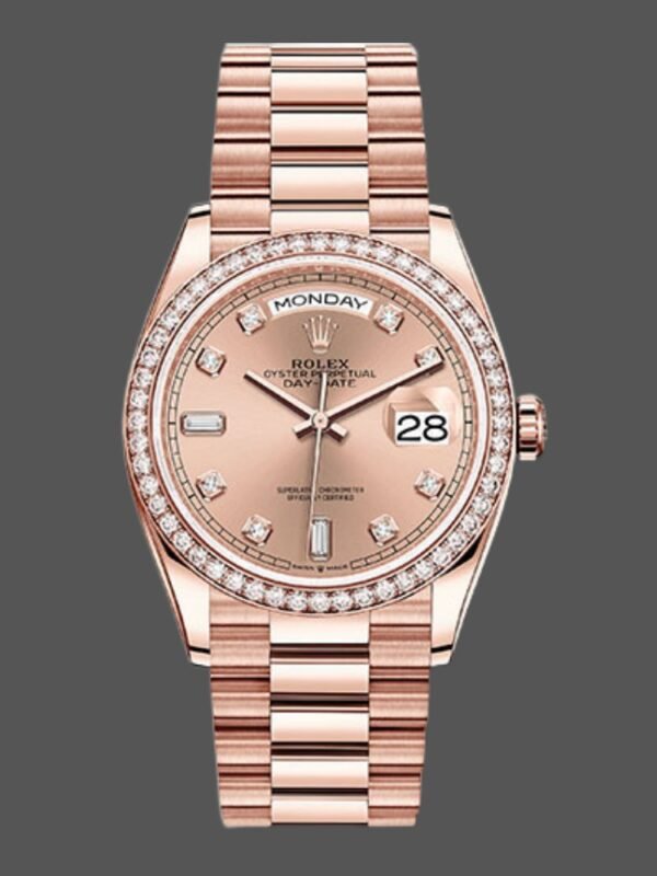 Rolex Day-Date 128345RBR Champagne Rose Dial Everose Gold 36MM Unisex Replica Watch - Image 1
