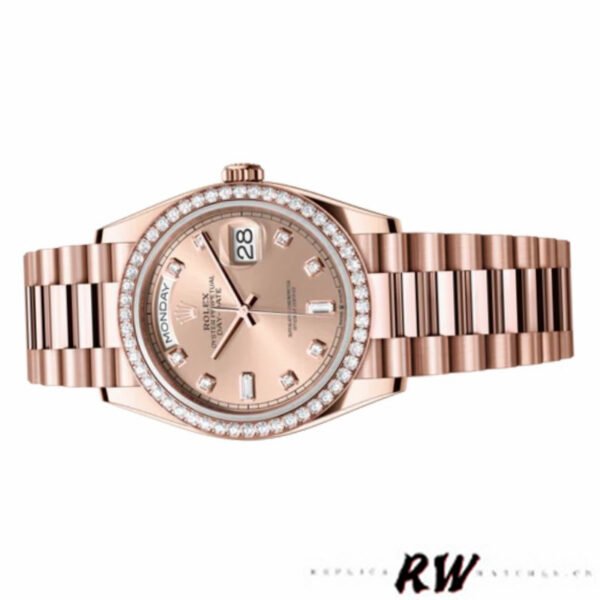 Rolex Day-Date 128345RBR Champagne Rose Dial Everose Gold 36MM Unisex Replica Watch - Image 4