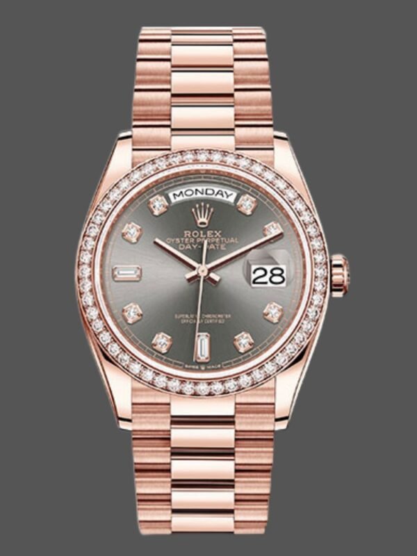 Rolex Day-Date 128345RBR Slate Dial Everose Gold 36MM Unisex Replica Watch - Image 1