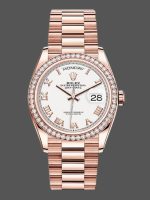 Rolex Day-Date 128345RBR White Dial Everose Gold 36MM Unisex Replica Watch