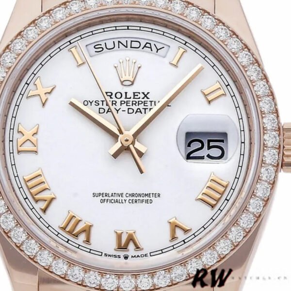 Rolex Day-Date 128345RBR White Dial Everose Gold 36MM Unisex Replica Watch - Image 2