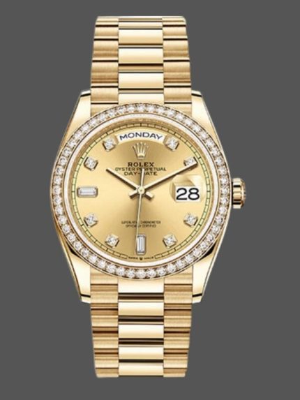 Rolex Day-Date 128348RBR Champagne Diamond Dial Yellow Gold 36MM Unisex Replica Watch