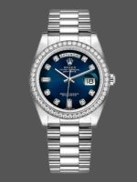 Rolex Day-Date 128349RBR Blue Ombre Dial Diamond Bezel 36MM Unisex Replica Watch