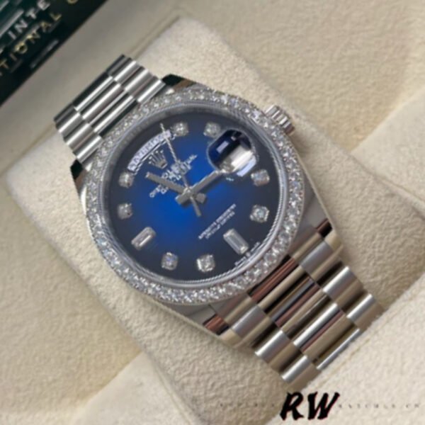 Rolex Day-Date 128349RBR Blue Ombre Dial Diamond Bezel 36MM Unisex Replica Watch - Image 3