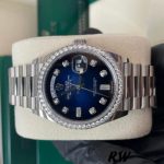 Rolex Day-Date 128349RBR Blue Ombre Dial Diamond Bezel 36MM Unisex Replica Watch - Image 4