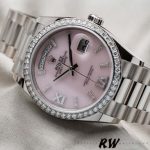 Rolex Day-Date 128349RBR Pink Opal Dial Diamond Bezel 36MM Unisex Replica Watch - Image 2