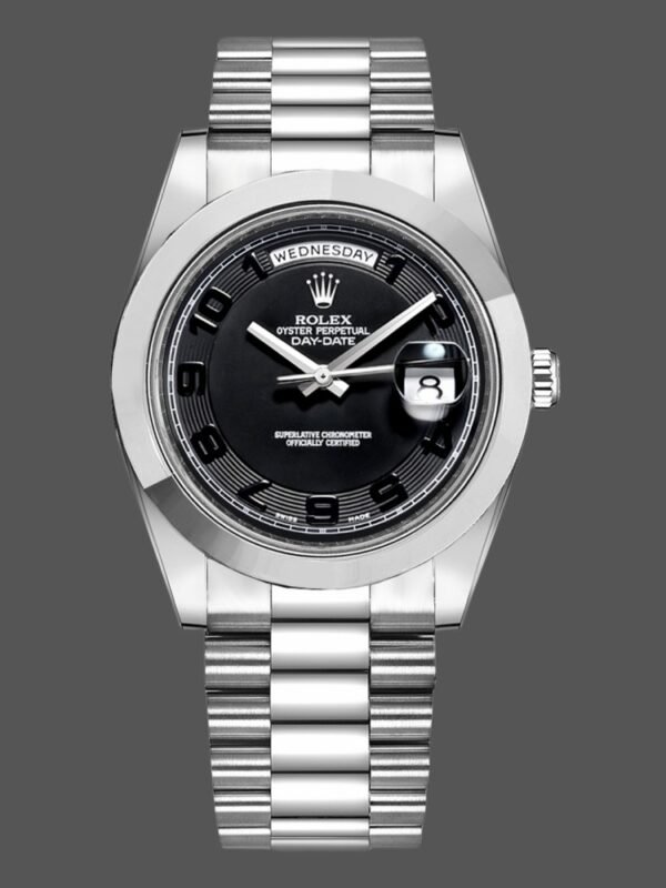 Rolex Day-Date 218206 Concentric Black Dial Platinum 41MM Mens Replica Watch - Image 1