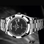 Rolex Day-Date 218206 Concentric Black Dial Platinum 41MM Mens Replica Watch - Image 4