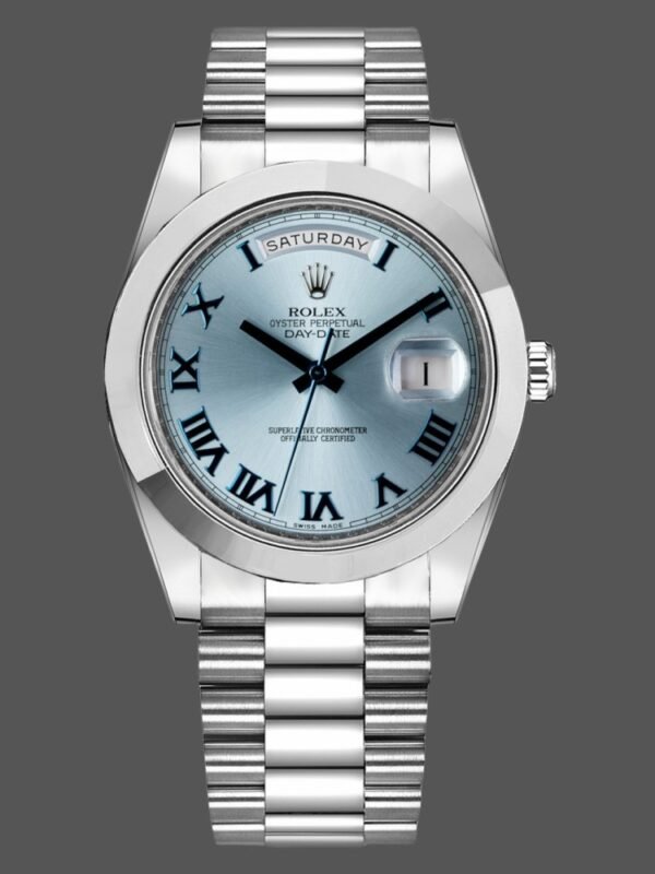 Rolex Day-Date 218206 Ice Blue Dial Platinum 41MM Mens Replica Watch - Image 1