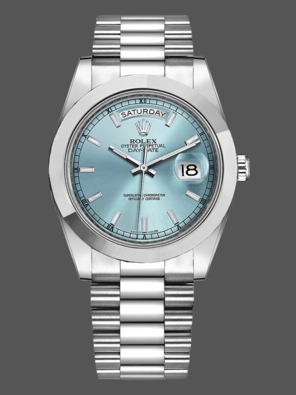 Rolex Day-Date 218206 Ice Blue Index Dial Platinum 41MM Mens Replica Watch - Image 1