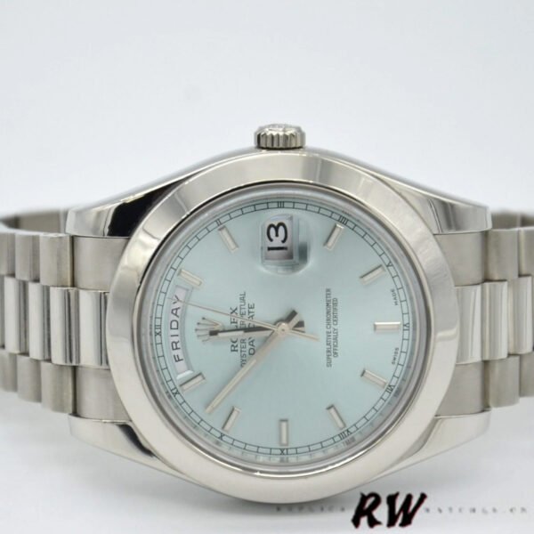 Rolex Day-Date 218206 Ice Blue Index Dial Platinum 41MM Mens Replica Watch - Image 3